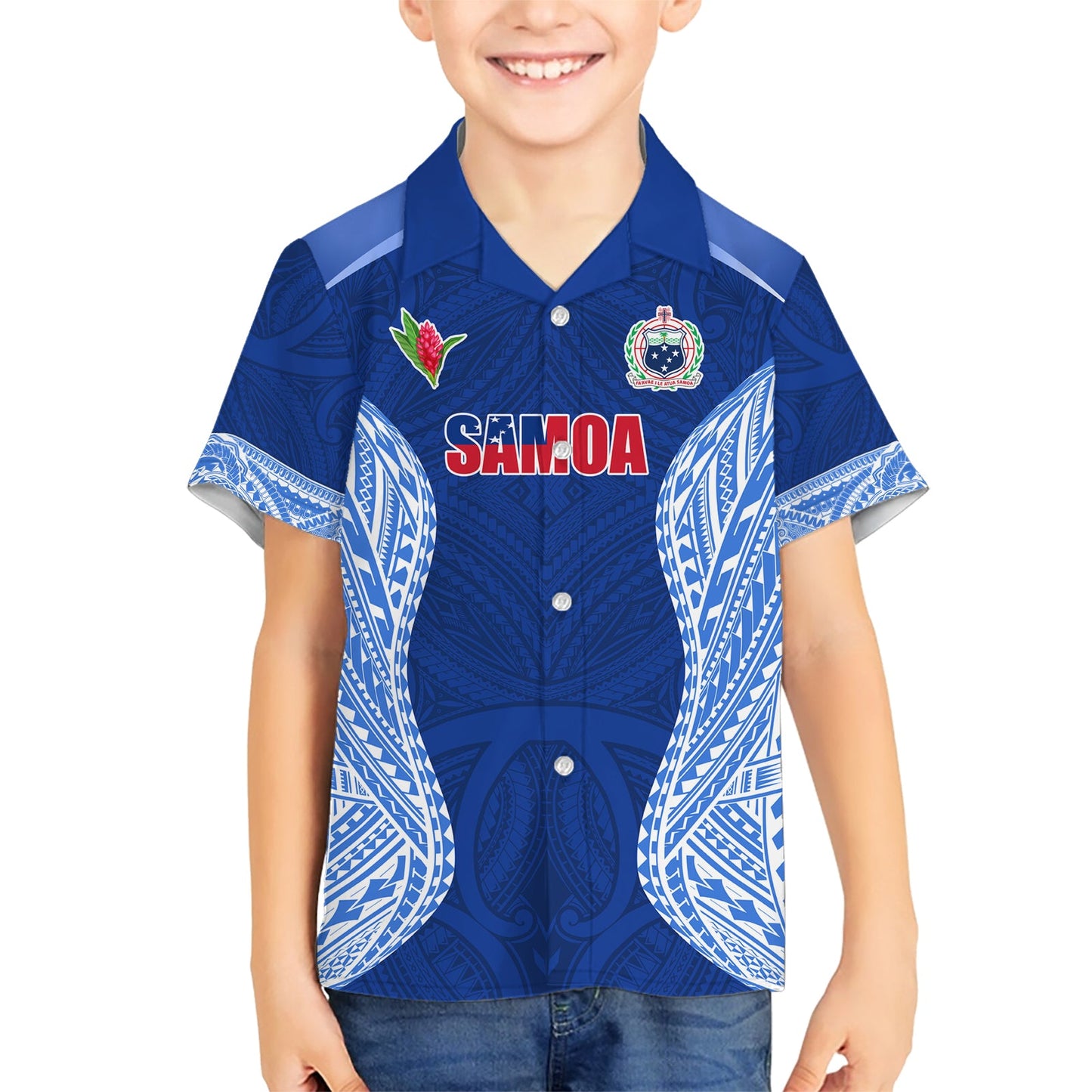 Benutzerdefinierte Manu Samoa Rugby Hawaiian Shirt Polynesian Tattoo LT03