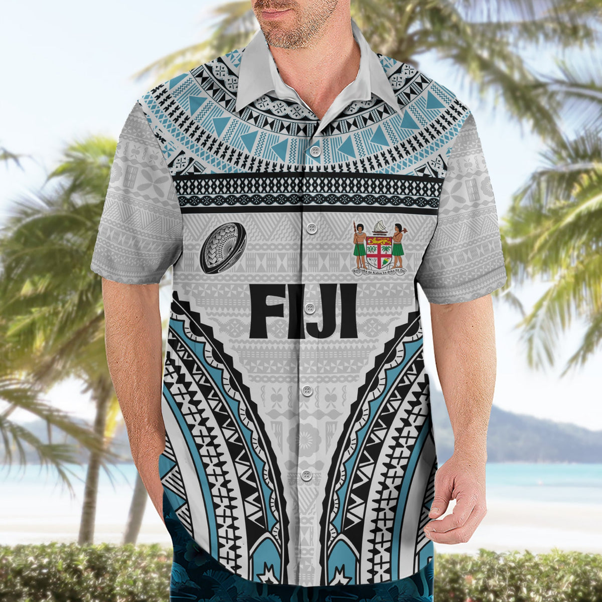 Benutzerdefinierte Flying Fijians Rugby Hawaiian Shirt Tapa Tribal Tuch LT03