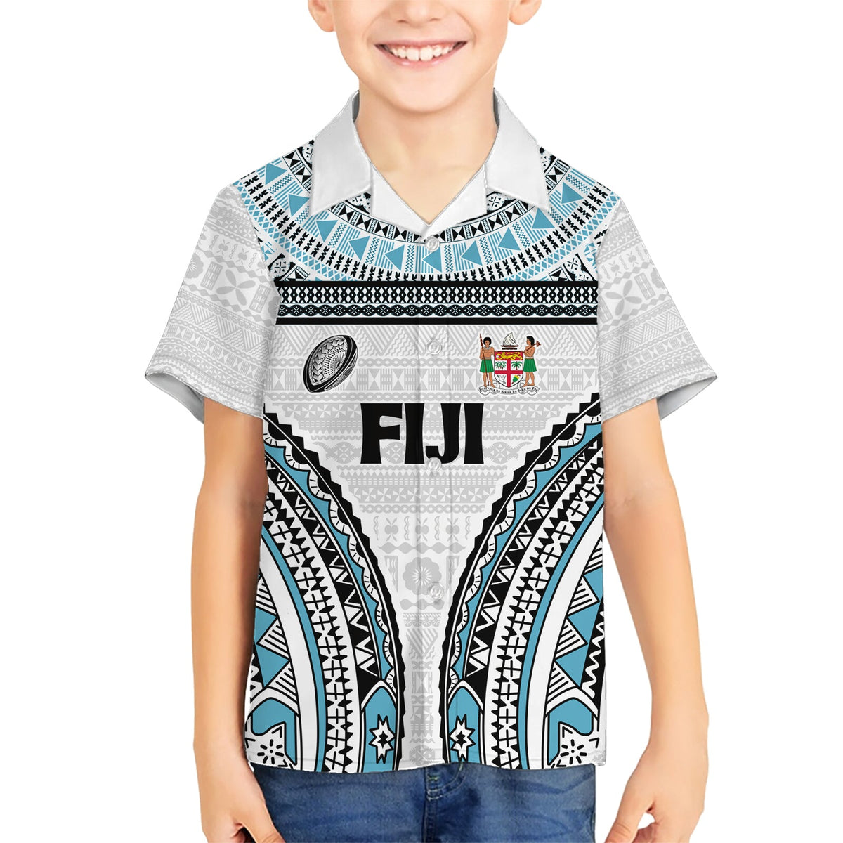 Benutzerdefinierte Flying Fijians Rugby Hawaiian Shirt Tapa Tribal Tuch LT03