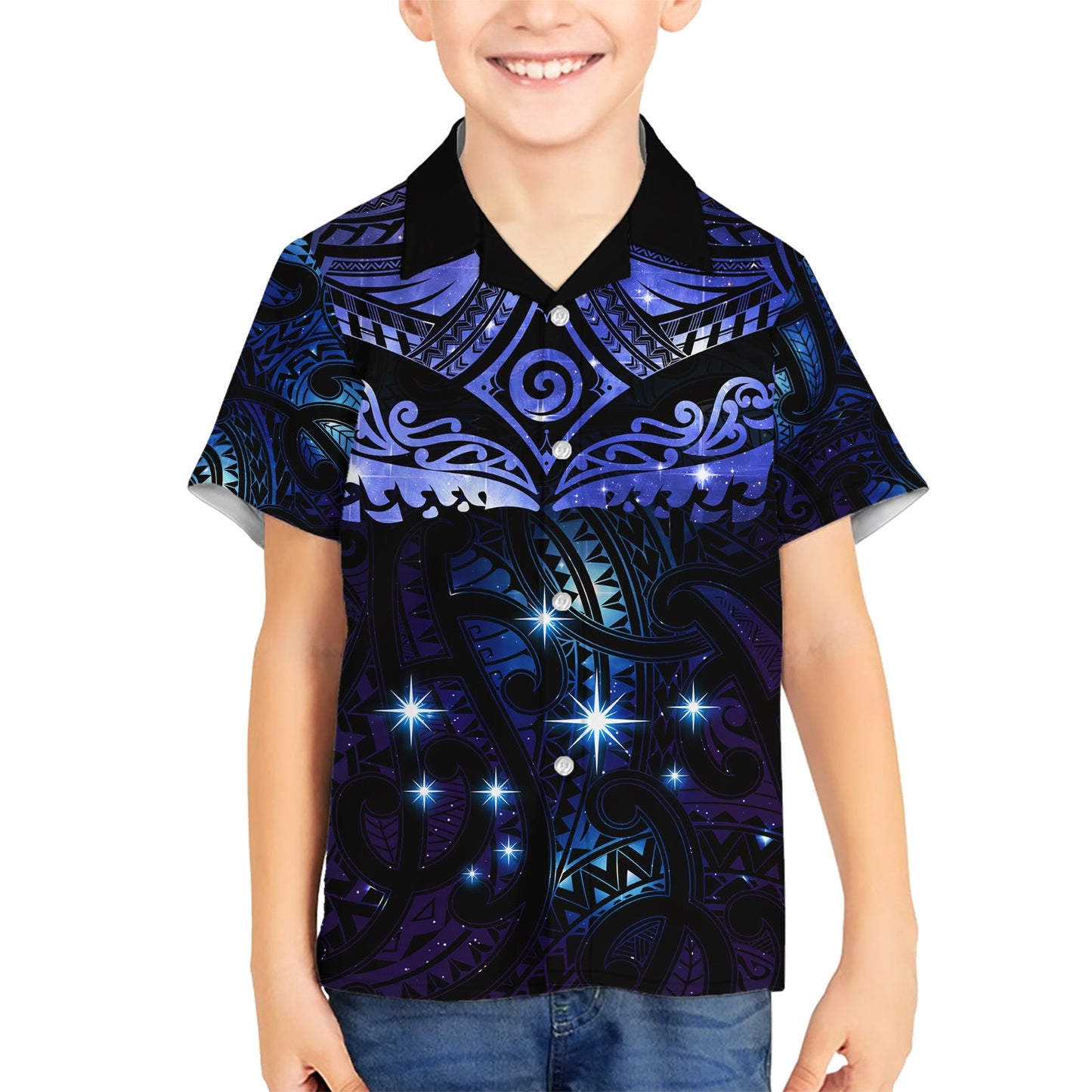 Neuseeländisches Matariki Hawaiihemd Maori-Muster und Matariki Sky Night LT03