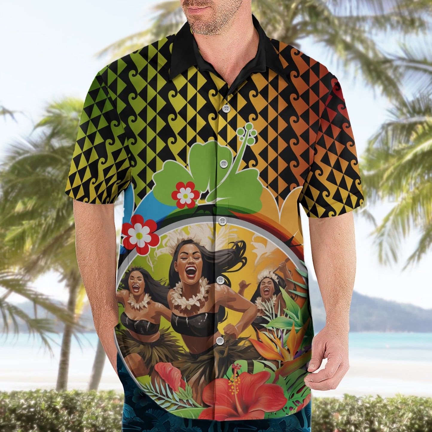 Hawaii Damentag Wahine Hawaiihemd Starke Schöne Frau mit Kakau Style LT03