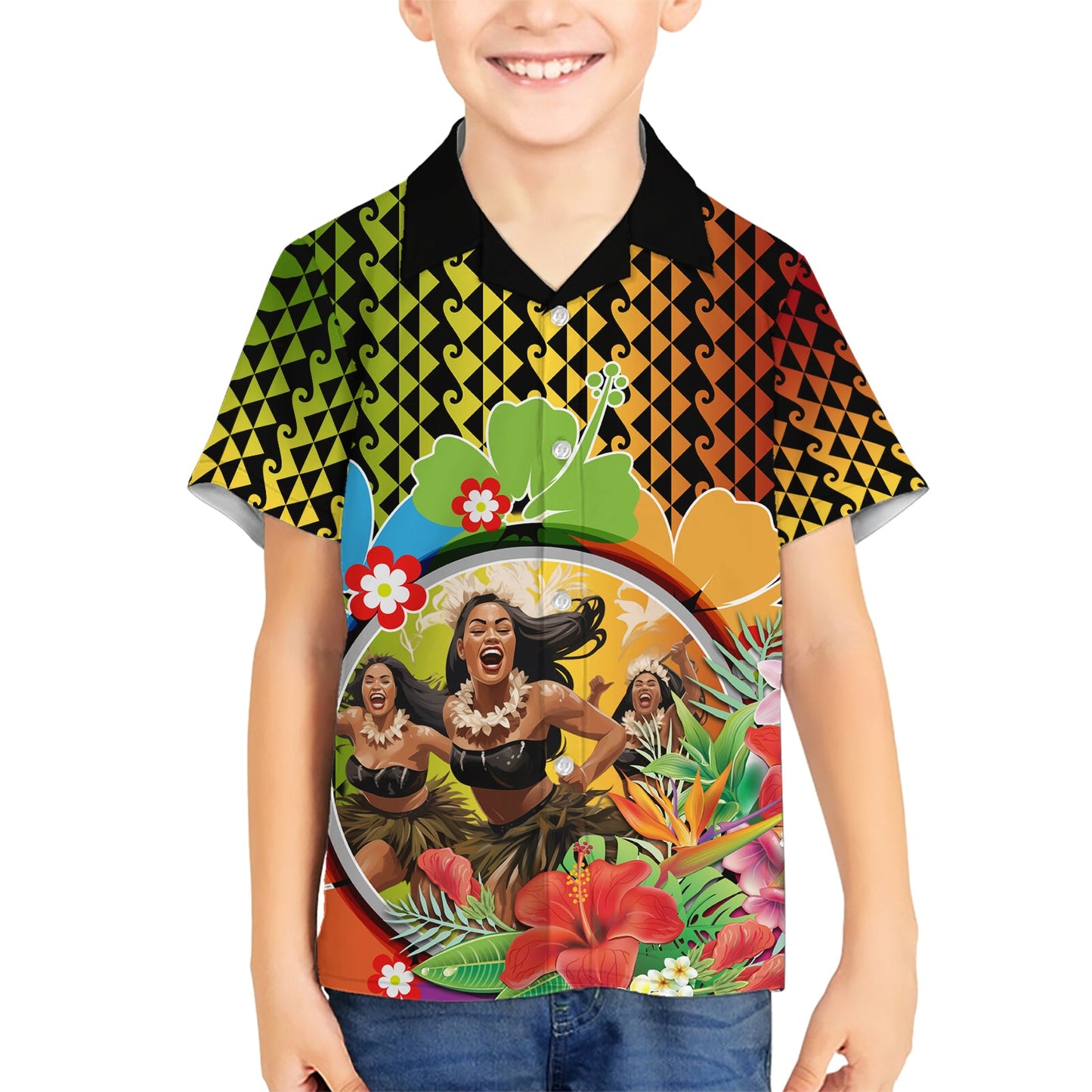 Hawaii Damentag Wahine Hawaiihemd Starke Schöne Frau mit Kakau Style LT03