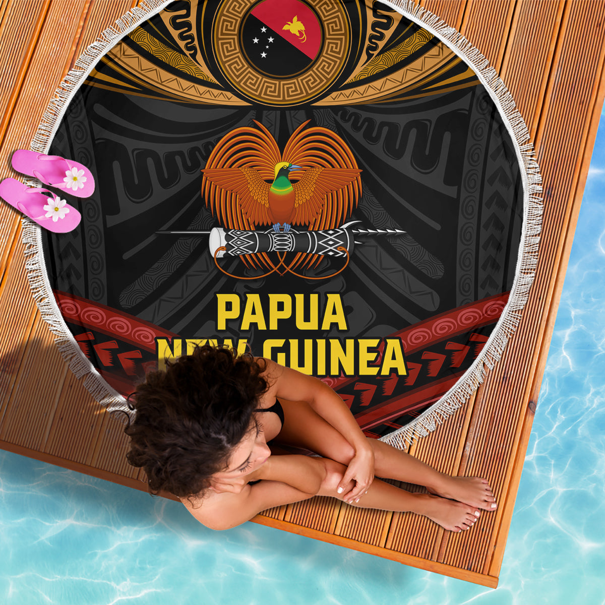 Pasifika Festival Stranddecke Tribal Muster Teal Version LT01