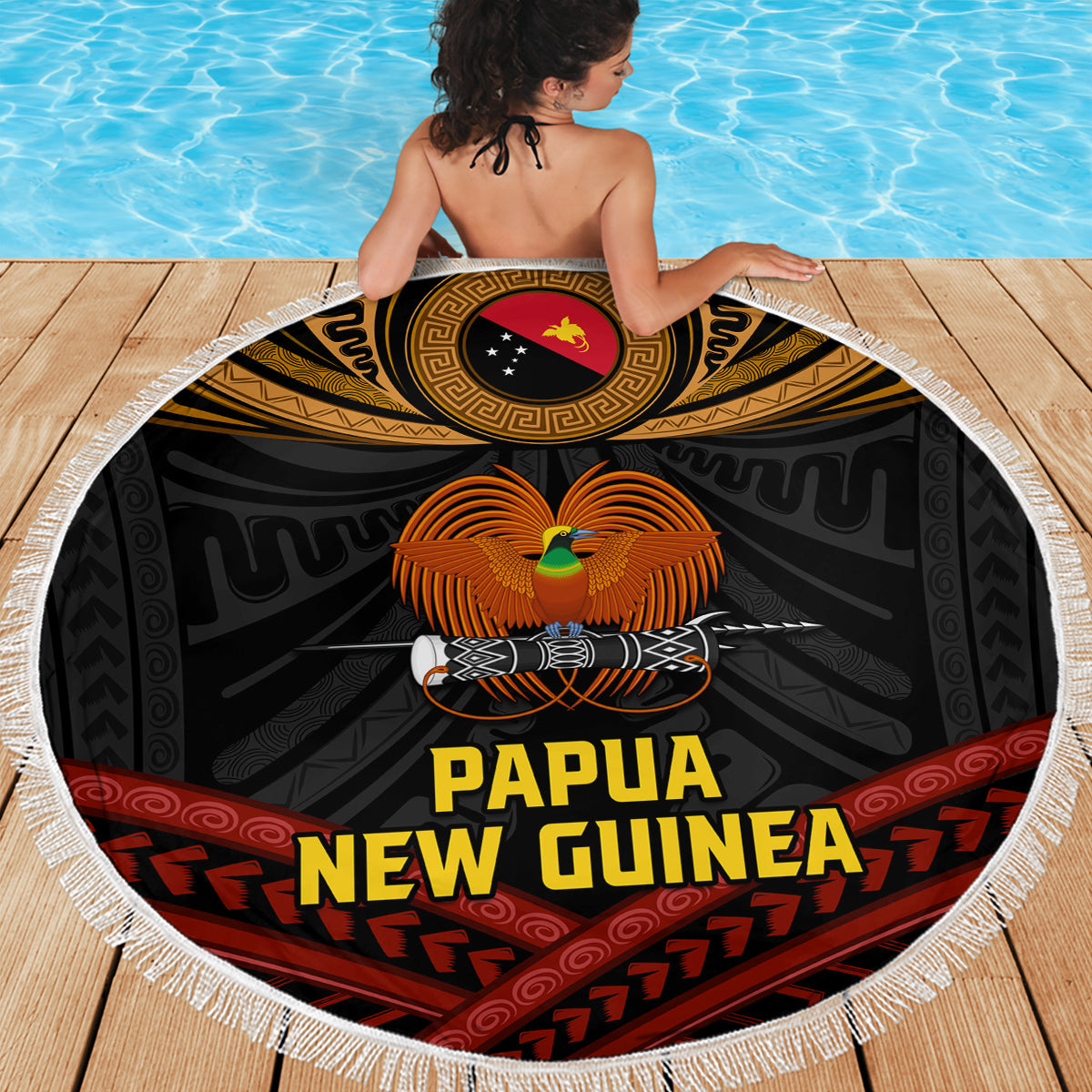Pasifika Festival Stranddecke Tribal Muster Teal Version LT01