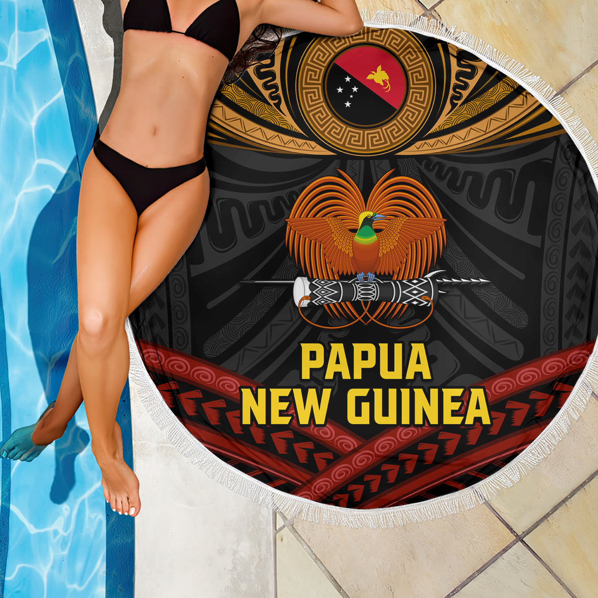 Pasifika Festival Stranddecke Tribal Muster Teal Version LT01