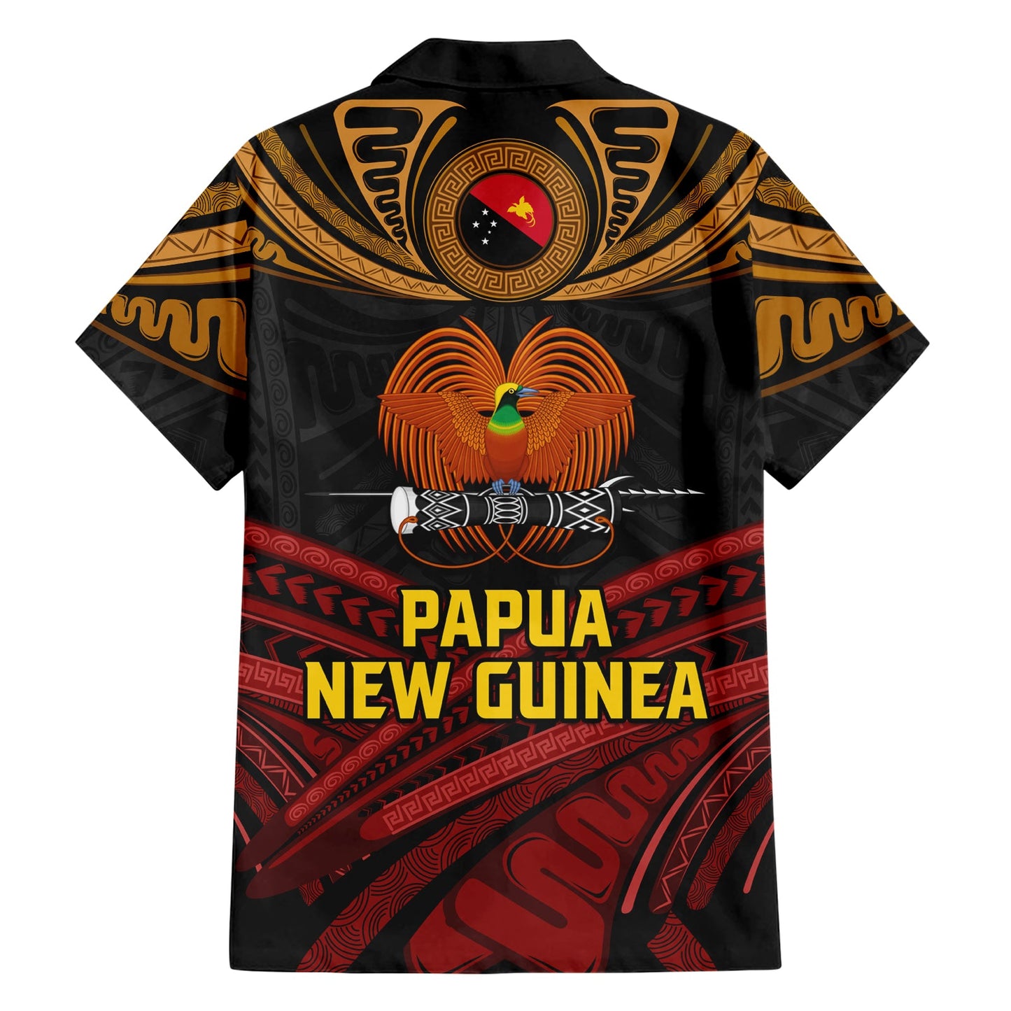 Papua-Neuguinea Paradiesvogel Hawaiihemd Wappen und Stammesmuster LT03