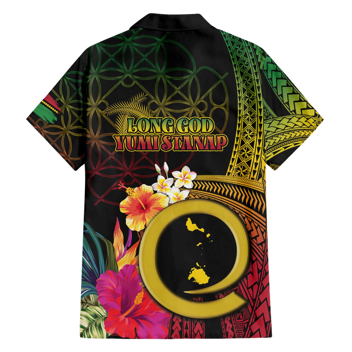 Vanuatu Shefa Day Hawaiihemd Sandzeichnung Melanesisch LT03