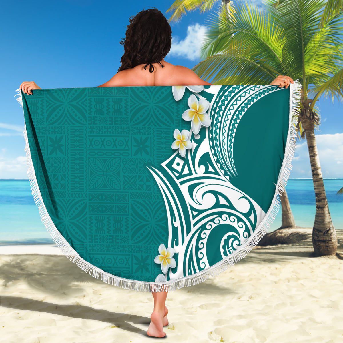 Cook Islands Mangaia Gospel Day Stranddecke polynesische Kunst mit Meeresschildkröte LT14