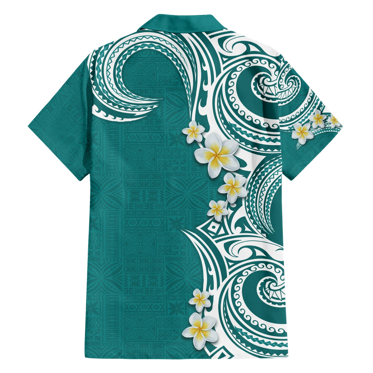 Aloha Polynesian Plumeria Blume Hawaiihemd Teal Farbe LT03