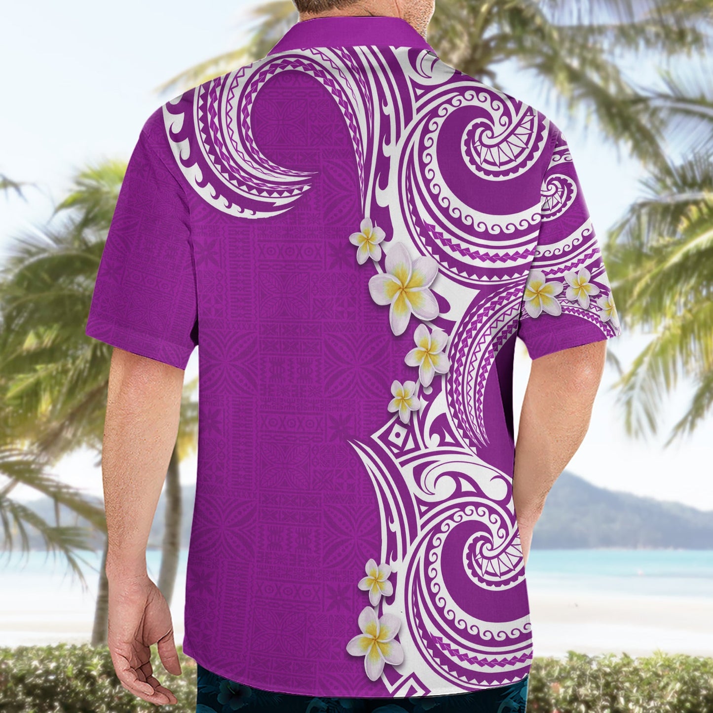 Aloha Polynesian Plumeria Blume Hawaiihemd Lila Farbe LT03