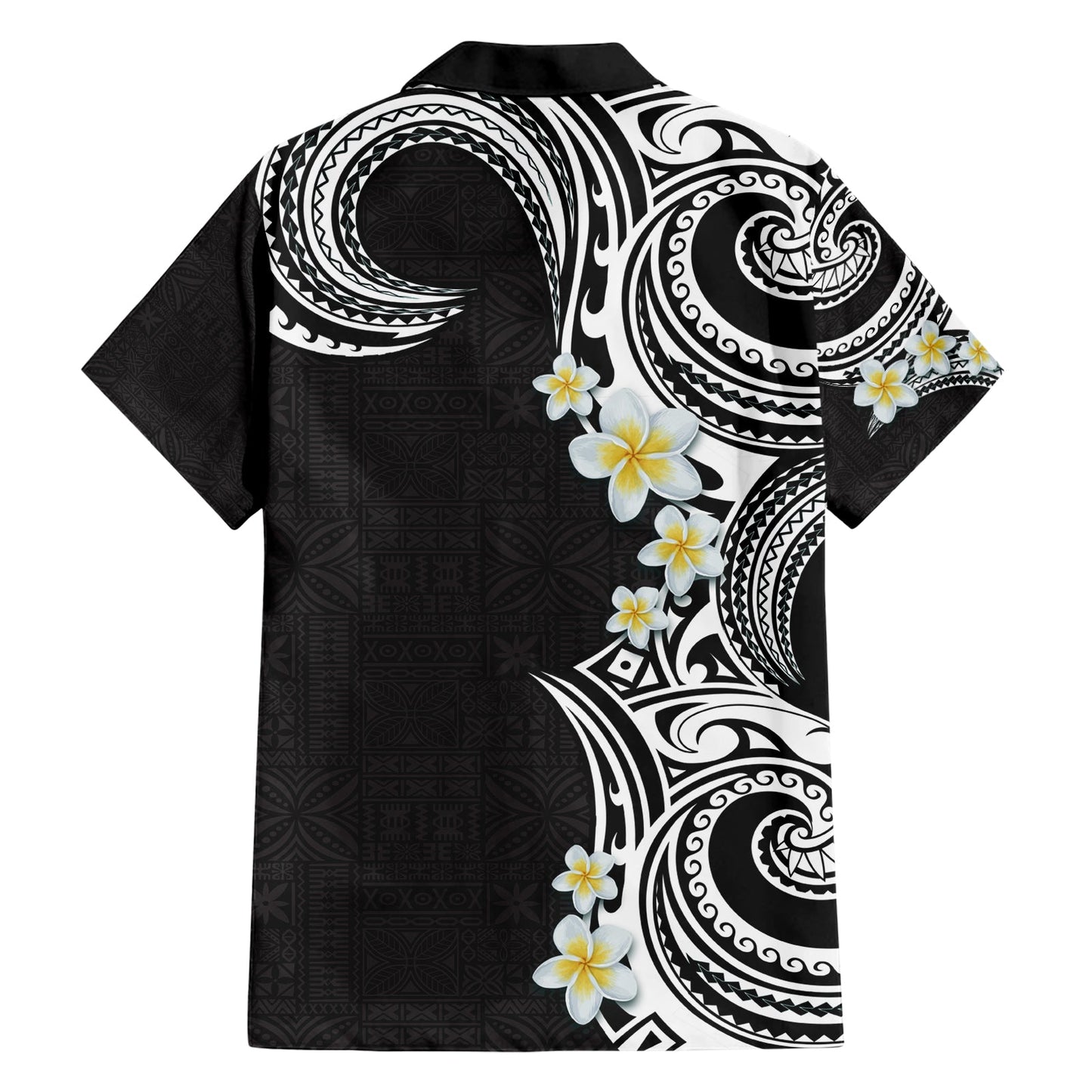 Aloha Polynesian Plumeria Blume Hawaiihemd Schwarz Weiß Farbe LT03