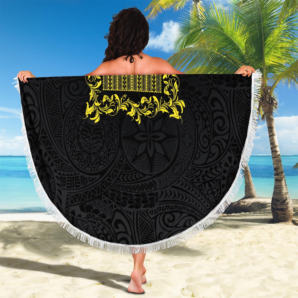 Vintage Tonga Tribal Ngatu Muster Stranddecke sandfrei mit pazifischen Blumen Lime Green Art LT9