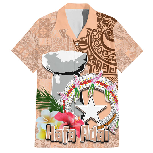 Northern Mariana Islands Hafa Adai Latte Stone Hawaiian Shirt Peach Fuzz Color LT03 Peach Fuzz Color - Polynesian Pride