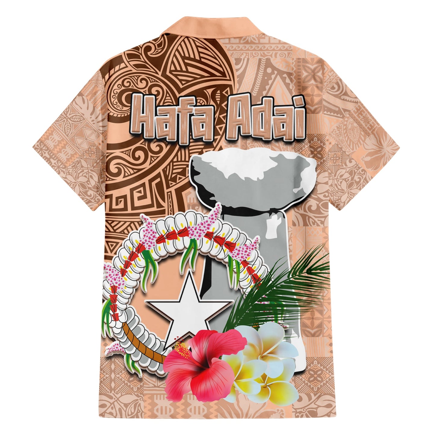Nördliche Marianen Hafa Adai Latte Stone Hawaiihemd Peach Fuzz Farbe LT03