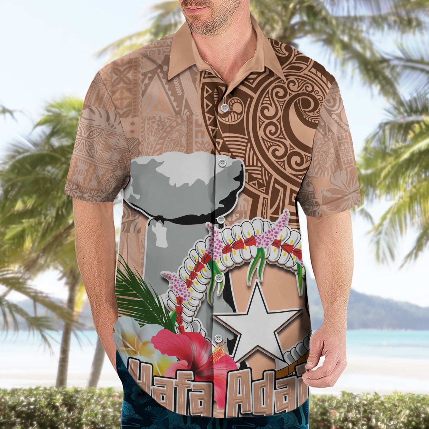 Nördliche Marianen Hafa Adai Latte Stone Hawaiihemd Peach Fuzz Farbe LT03