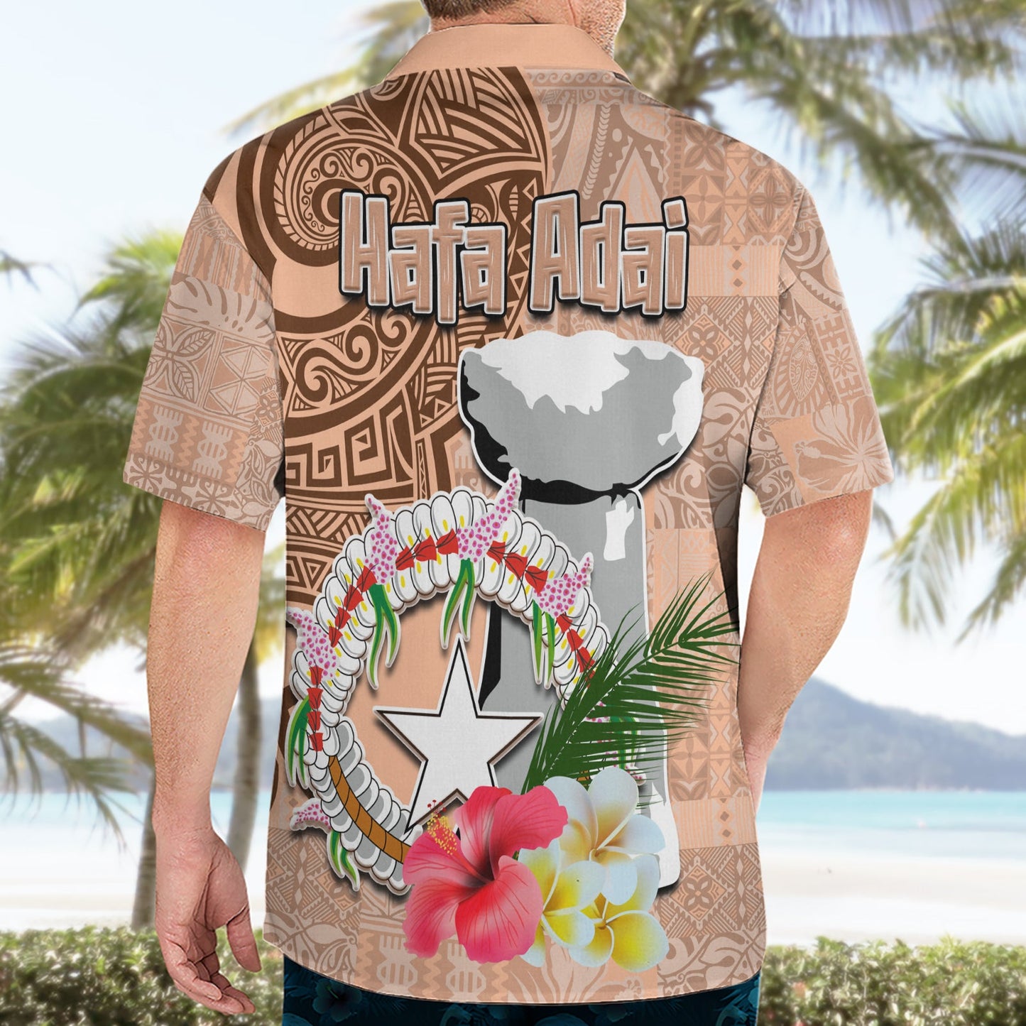 Nördliche Marianen Hafa Adai Latte Stone Hawaiihemd Peach Fuzz Farbe LT03