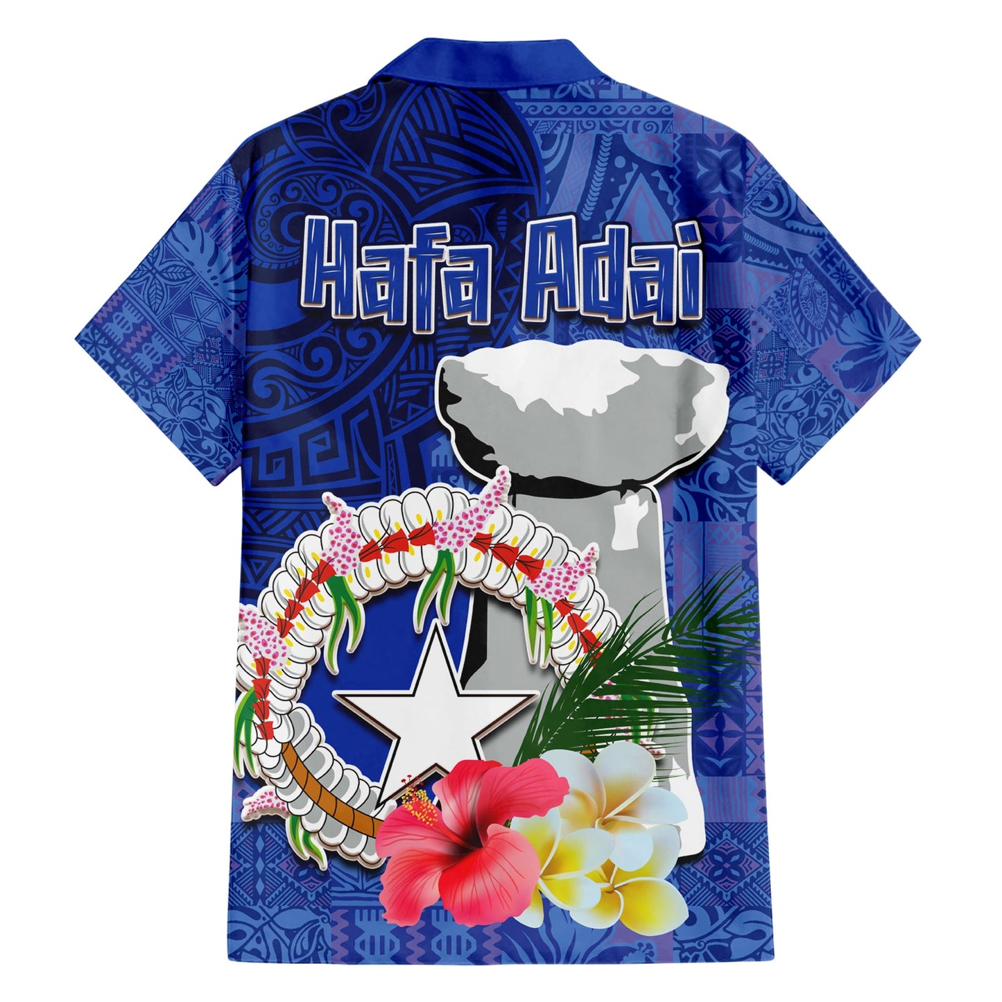 Nördliche Marianen-Inseln Hafa Adai Latte Stone Hawaiihemd Blau Farbe LT03