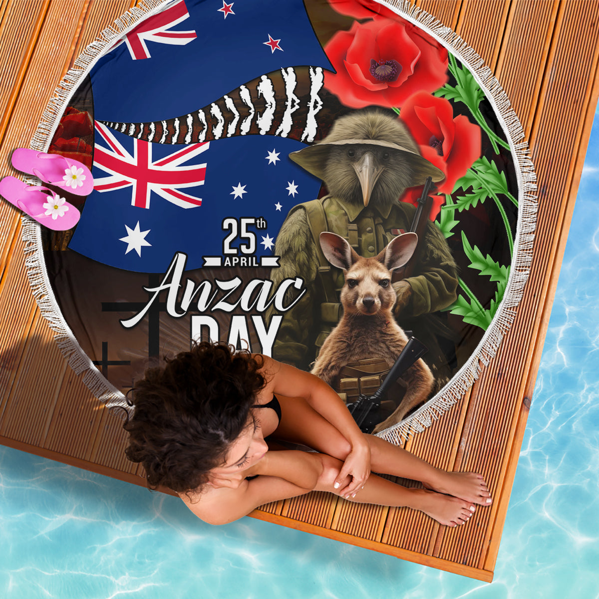 Neuseeländische Maori Matariki Stranddecke Hongi Kiwi Vogel und Silberfarn LT03