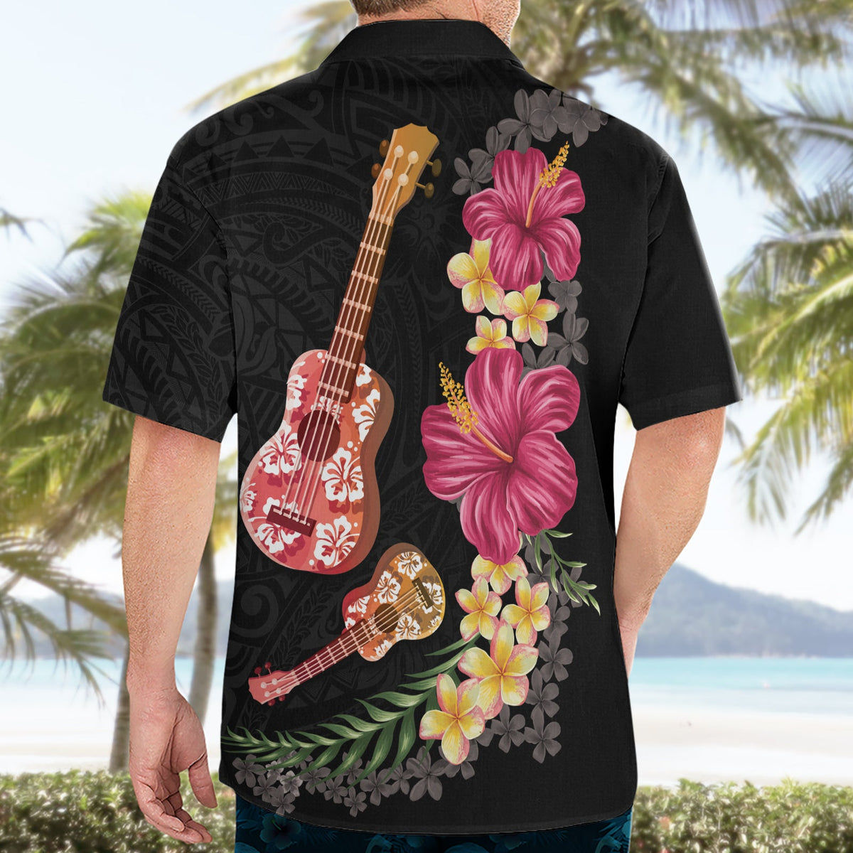 Ukulele Mix Polynesianische Blume Hawaiihemd Hawaiian Tribal Muster LT03