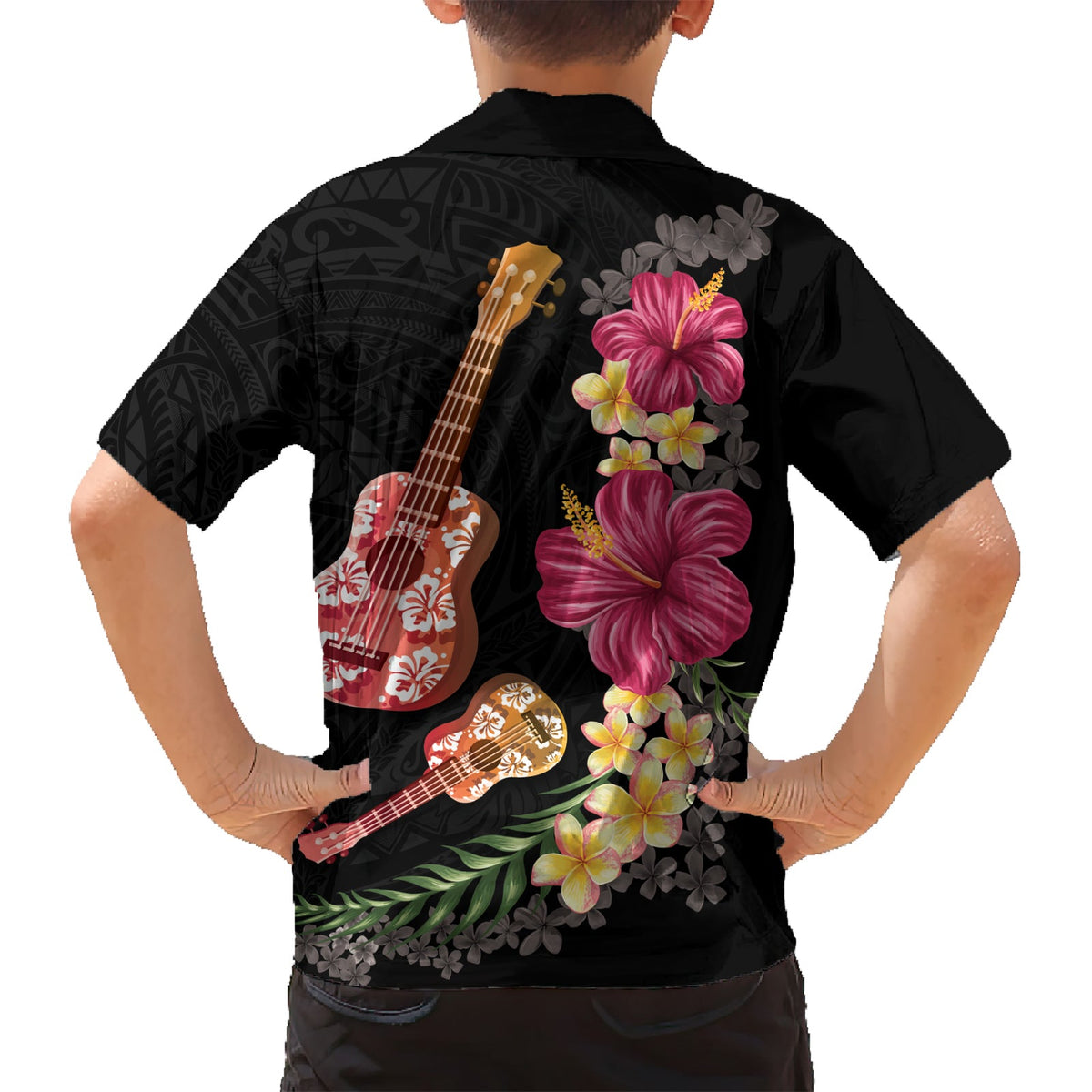 Ukulele Mix Polynesianische Blume Hawaiihemd Hawaiian Tribal Muster LT03
