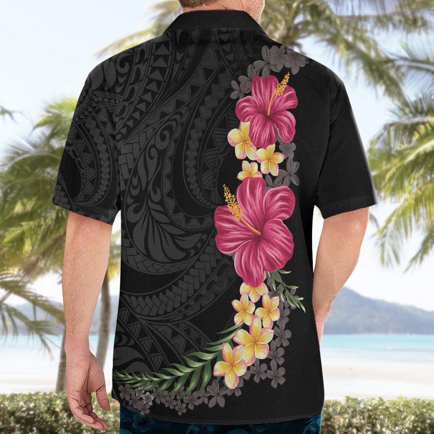 Hawaiianisches Plumeria- und Hibiskus-Hawaii-Hemd, farbenfroher Stil LT03