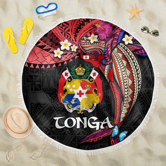 Tonga Emancipation Day Beach Blanket Ngatu Humpback Whale Polynesian Flower