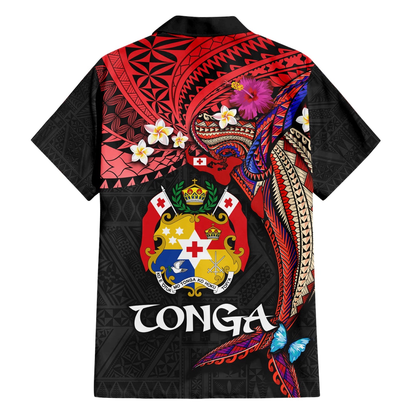 Tonga Emanzipationstag Hawaiihemd Ngatu Buckelwal Polynesische Blume LT03