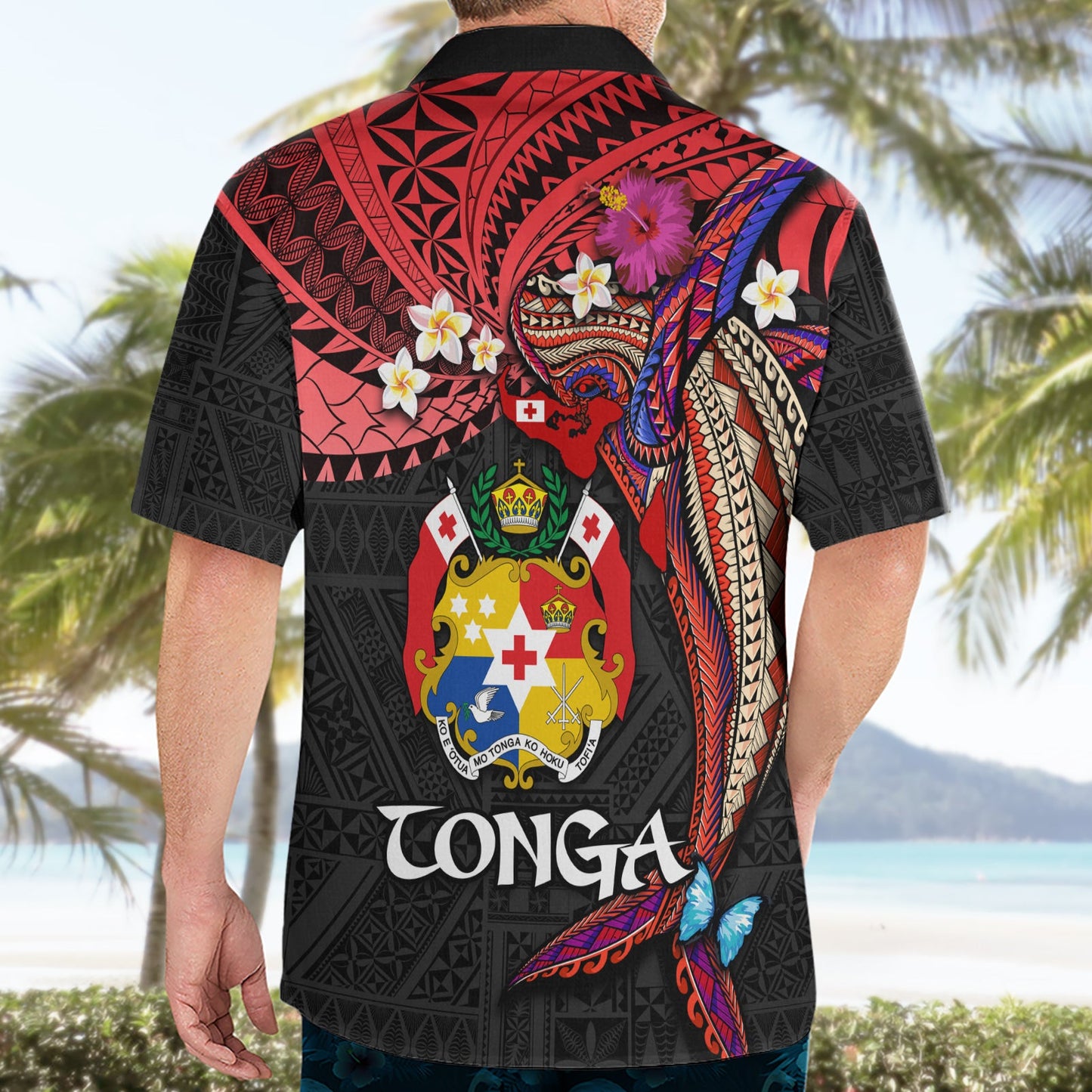 Tonga Emanzipationstag Hawaiihemd Ngatu Buckelwal Polynesische Blume LT03