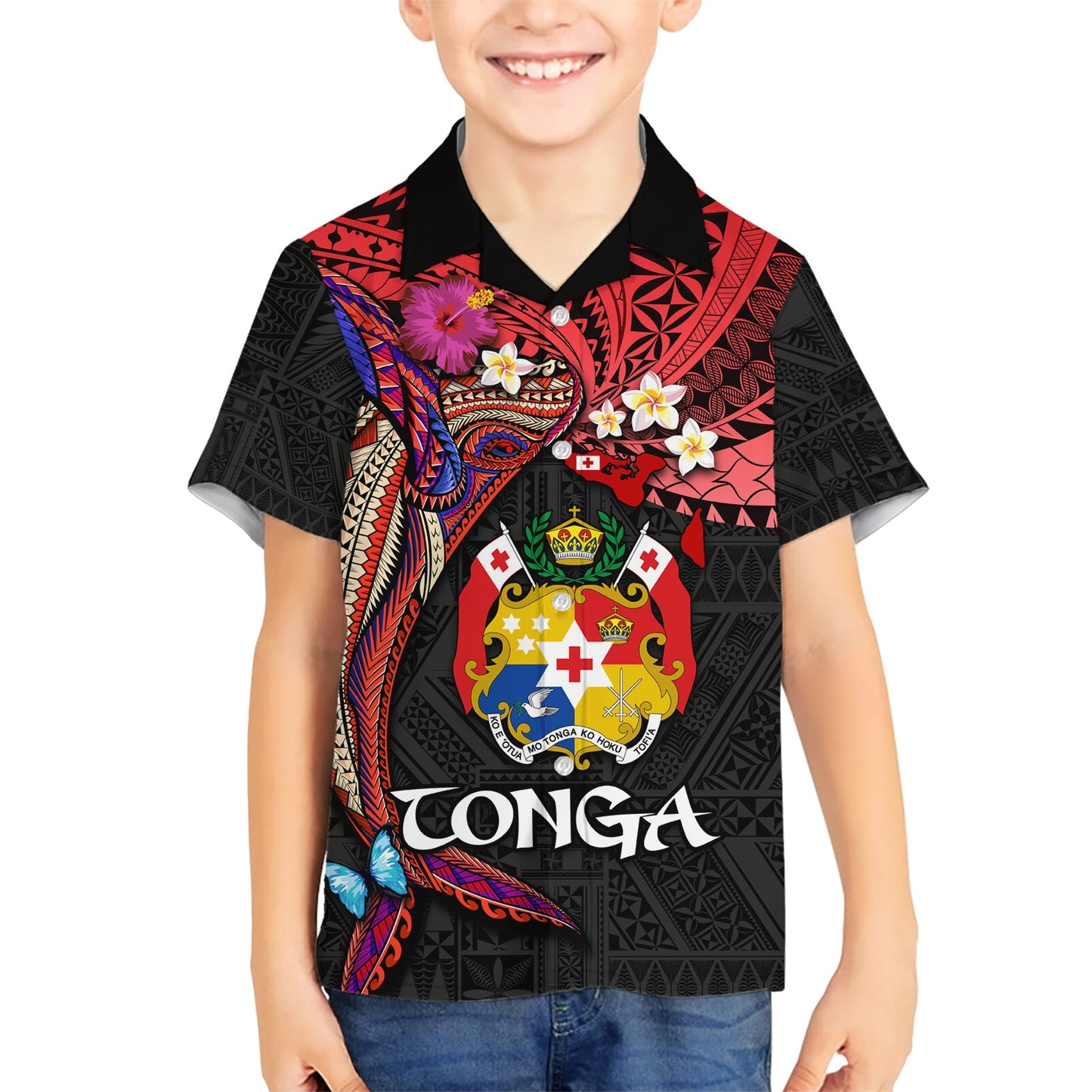 Tonga Emanzipationstag Hawaiihemd Ngatu Buckelwal Polynesische Blume LT03
