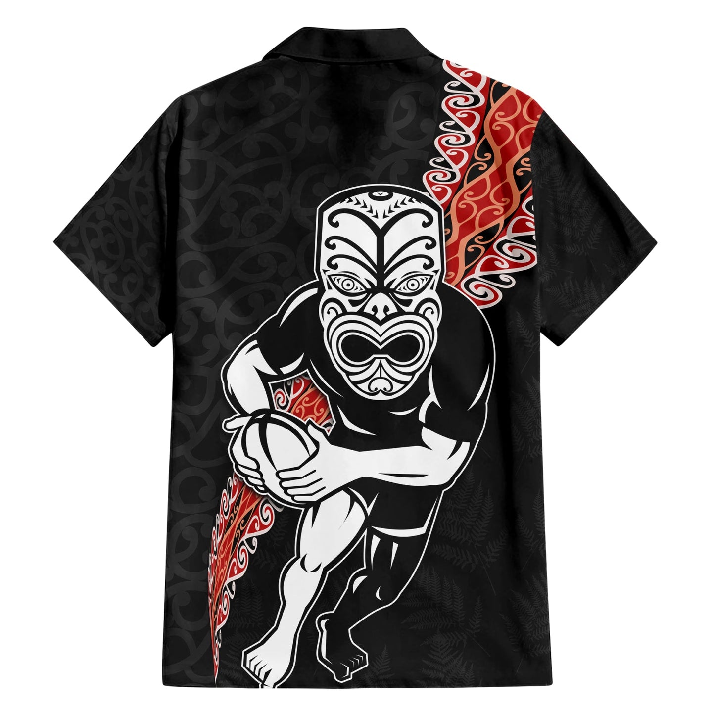 Neuseeland Maori Warrior Rugby Hawaiihemd Maori und Silver Fern Half Style LT03