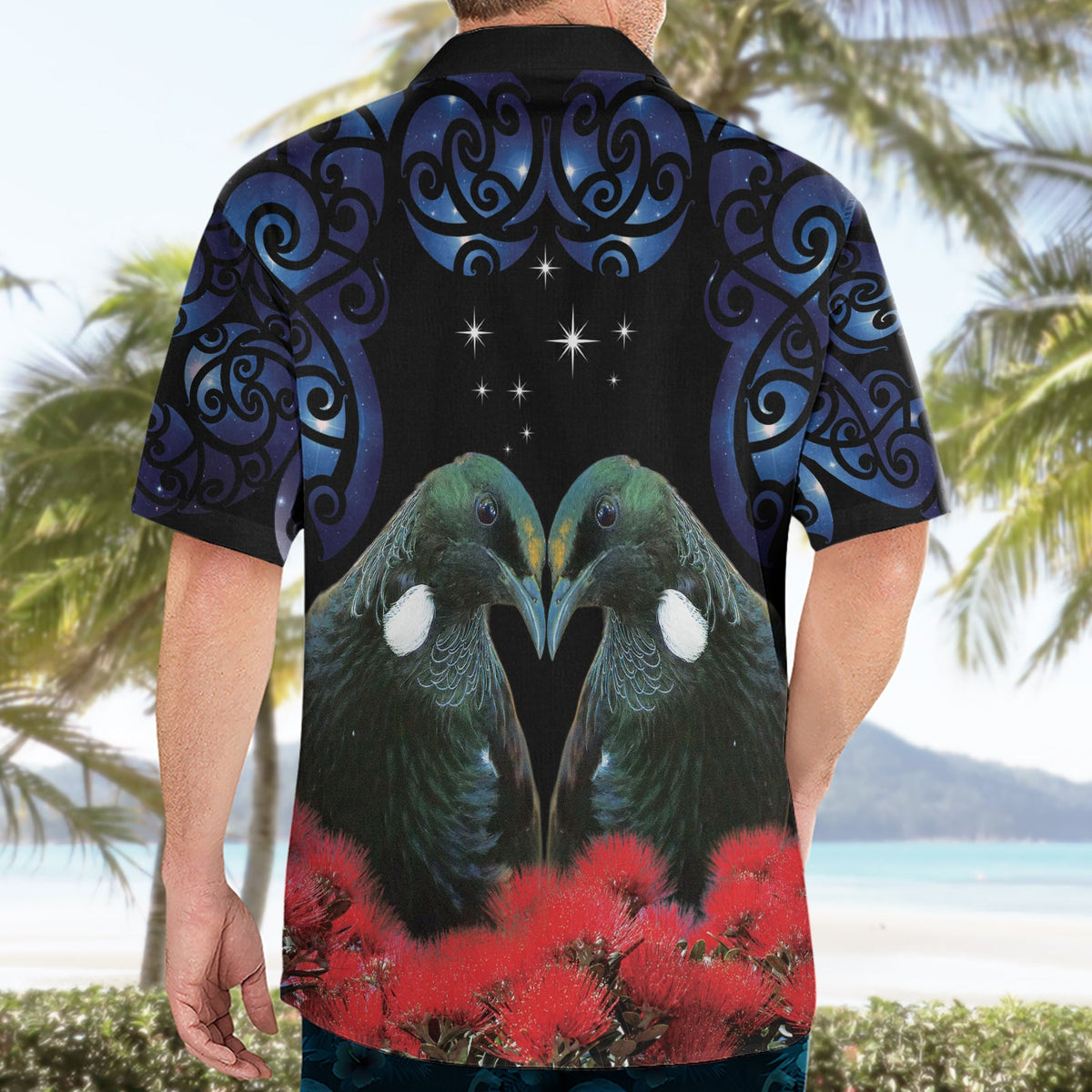 Neuseeland Maori Matariki Hawaiihemd Hongi Tui Vogel Pohutukawa und Polynesien Tribal LT03