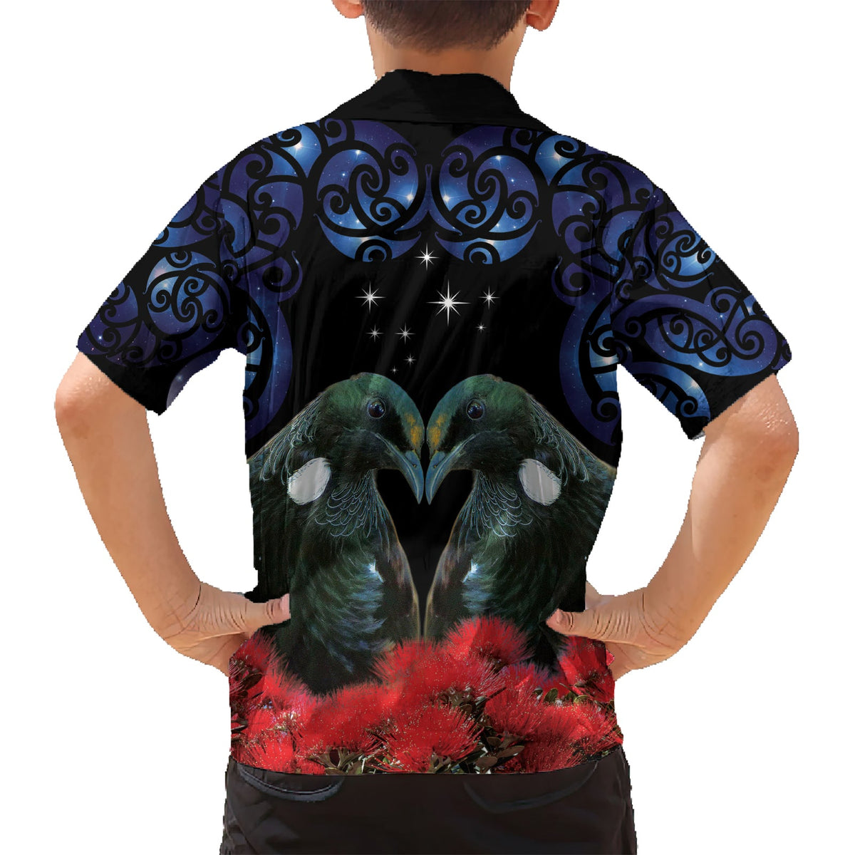 Neuseeland Maori Matariki Hawaiihemd Hongi Tui Vogel Pohutukawa und Polynesien Tribal LT03