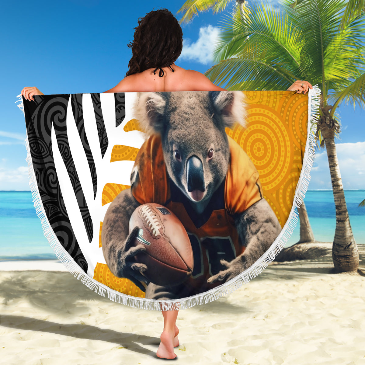 Malpampa Vanuatu Stranddecke Hibiskus Sandzeichnung mit Pazifikmuster LT9