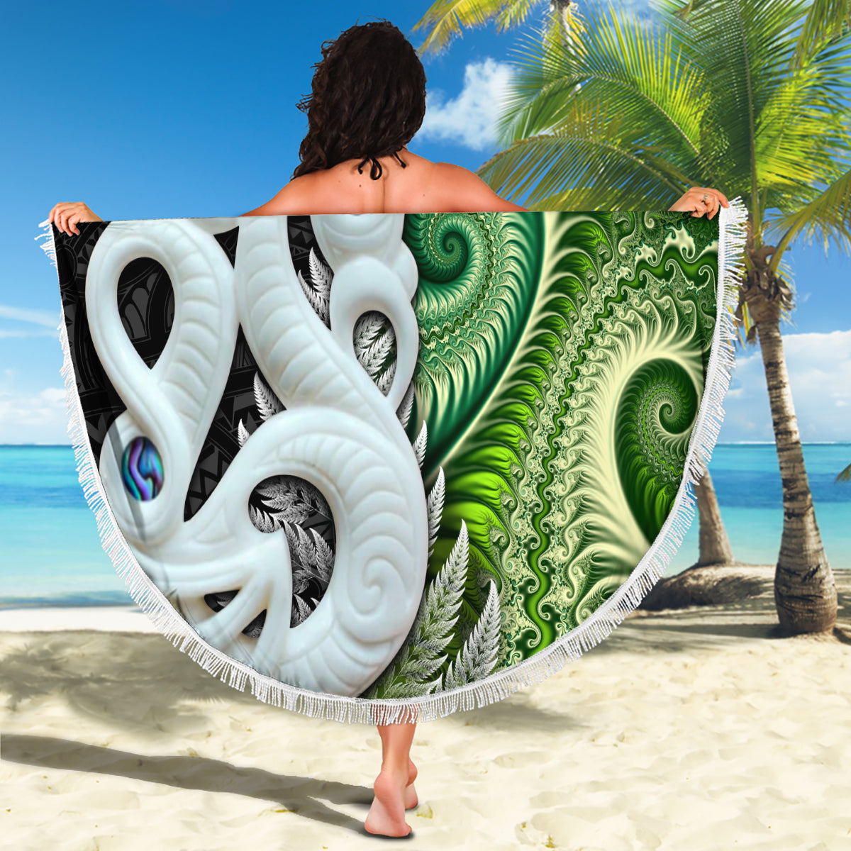 Sanma Vanuatu Stranddecke Hibiskus Sandzeichnung mit Pazifikmuster LT9