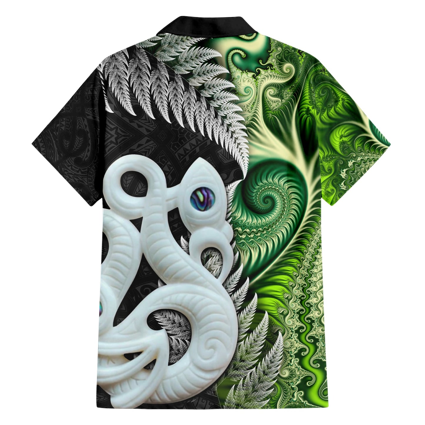 Neuseeland Koru Natur Hawaiihemd Manaia und Silberfarn Maori Muster LT03
