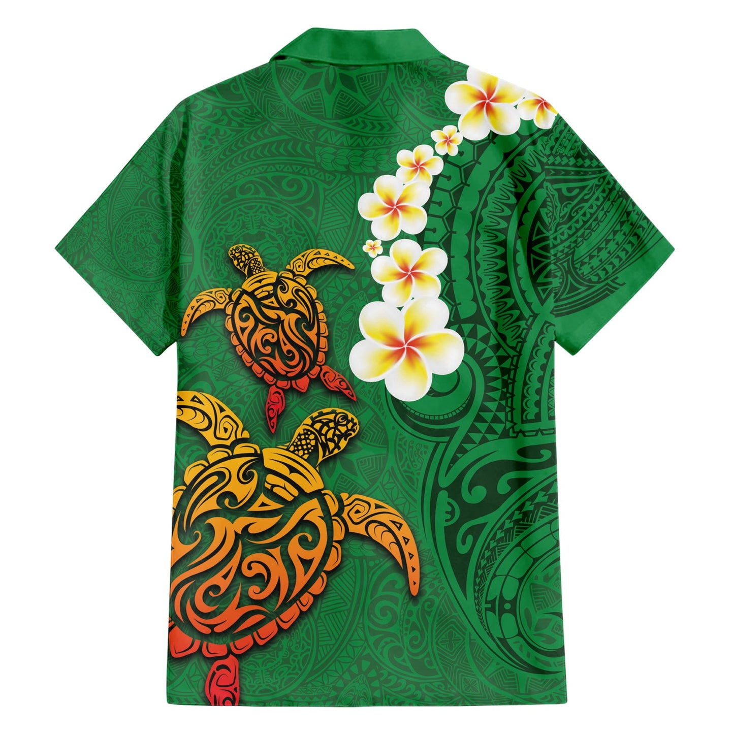 Hawaii Schildkröte Plumeria Blume Hawaiihemd Polynesian Muster Grün Farbe LT03