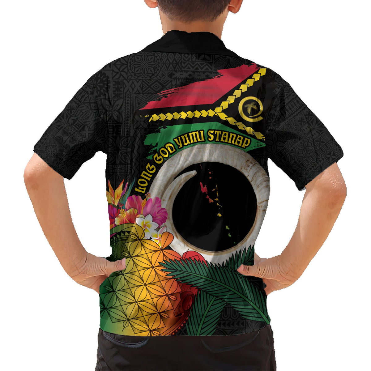 Vanuatu Selebretem 44. Indipendens Dei Hawaiihemd Sandzeichnung Schildkröte Melanesian Vibes LT03