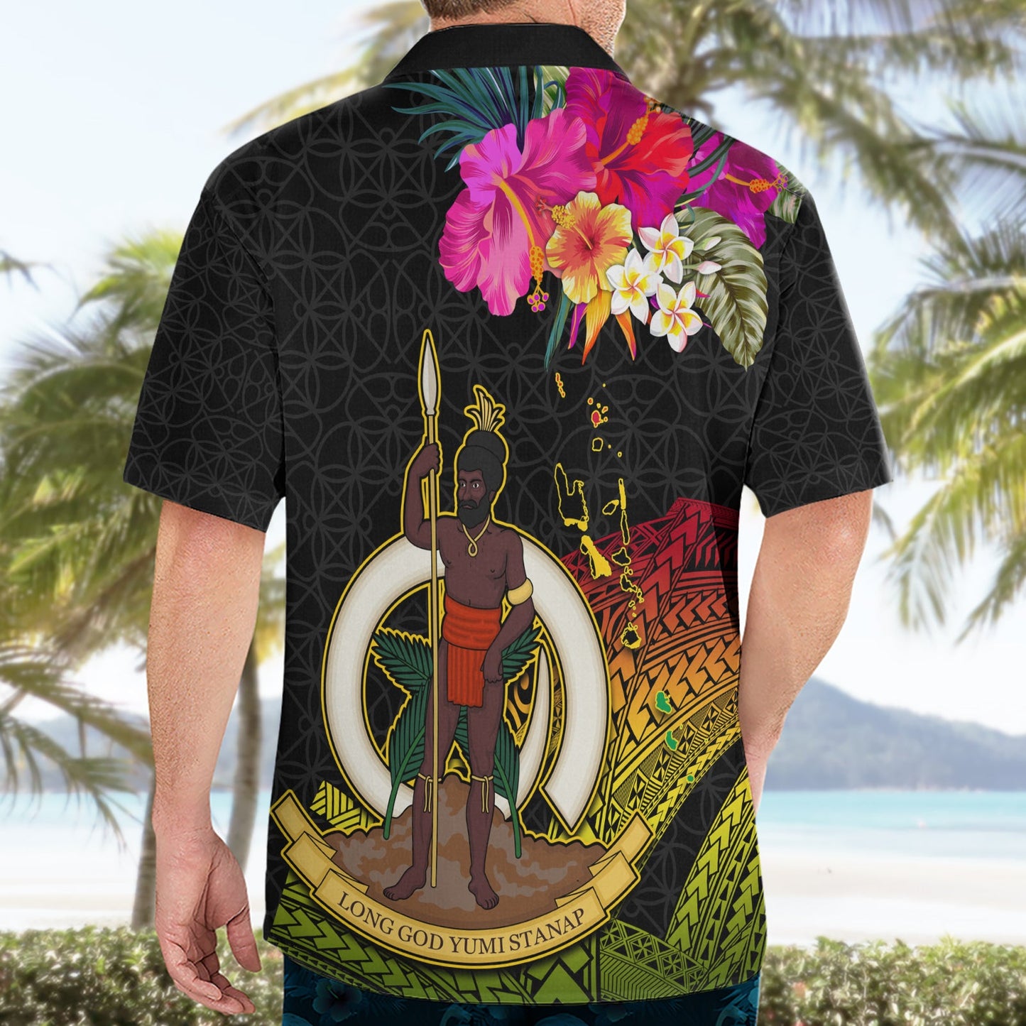 Vanuatu Ni-Van Hawaiihemd Wappen Sandzeichnung LT03