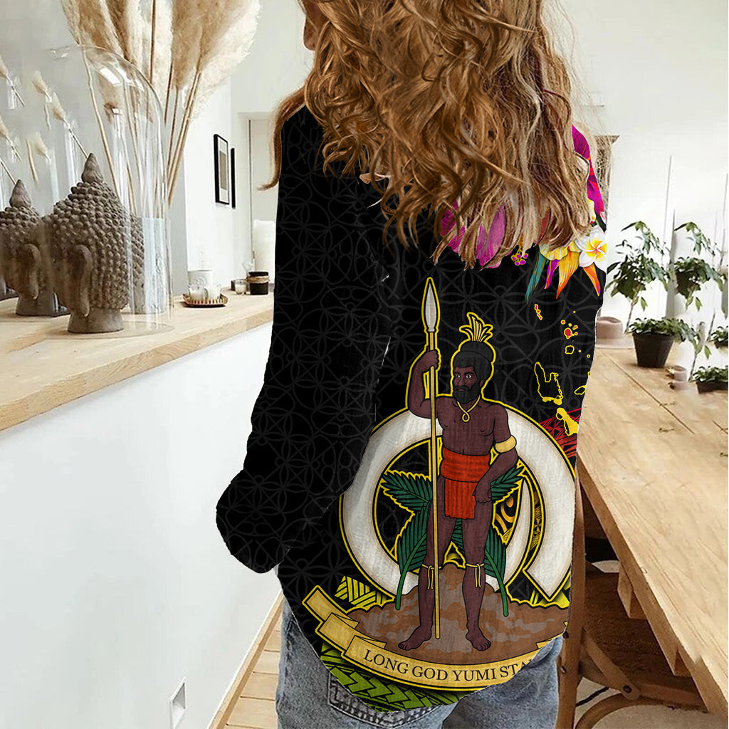 Vanuatu Ni-Van Damen Casual Shirt Wappen Sand Zeichnung LT03