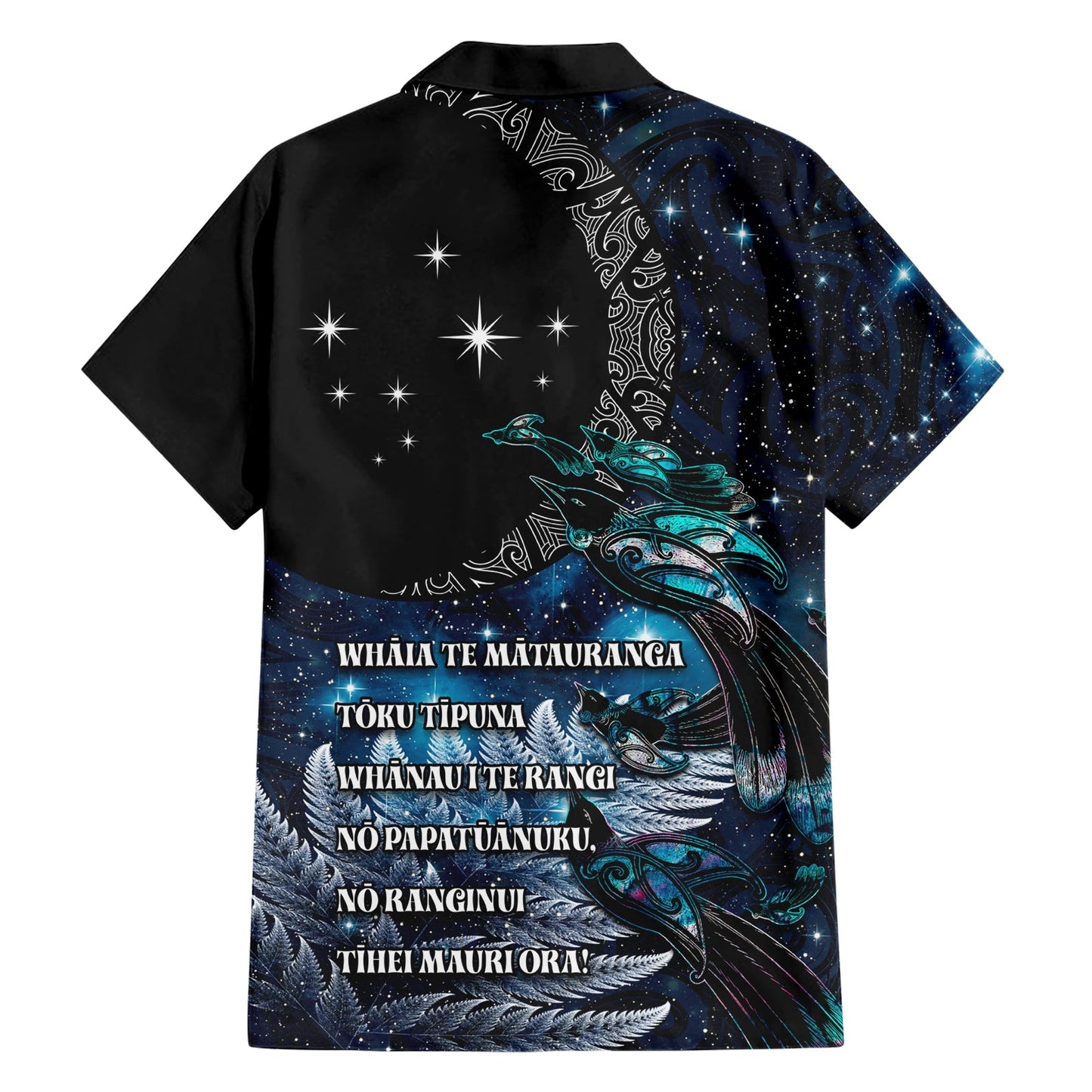 Neuseeland Tui Vogel Hawaiihemd Matariki Poesie Muster Galaxy Stil LT03