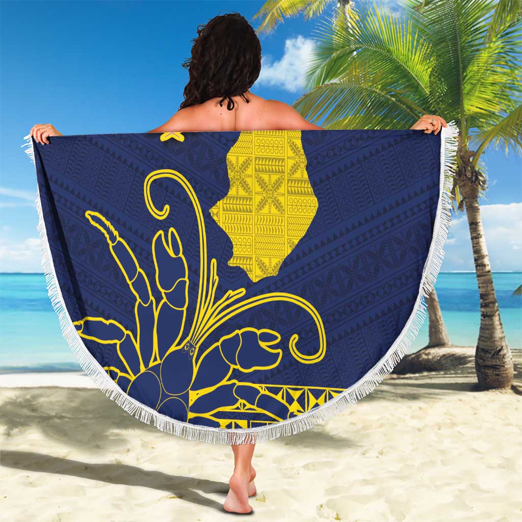 Stranddecke zum Unabhängigkeitstag von Papua-Neuguinea – Paradiesvogel mit Karte und polynesischem Muster LT03