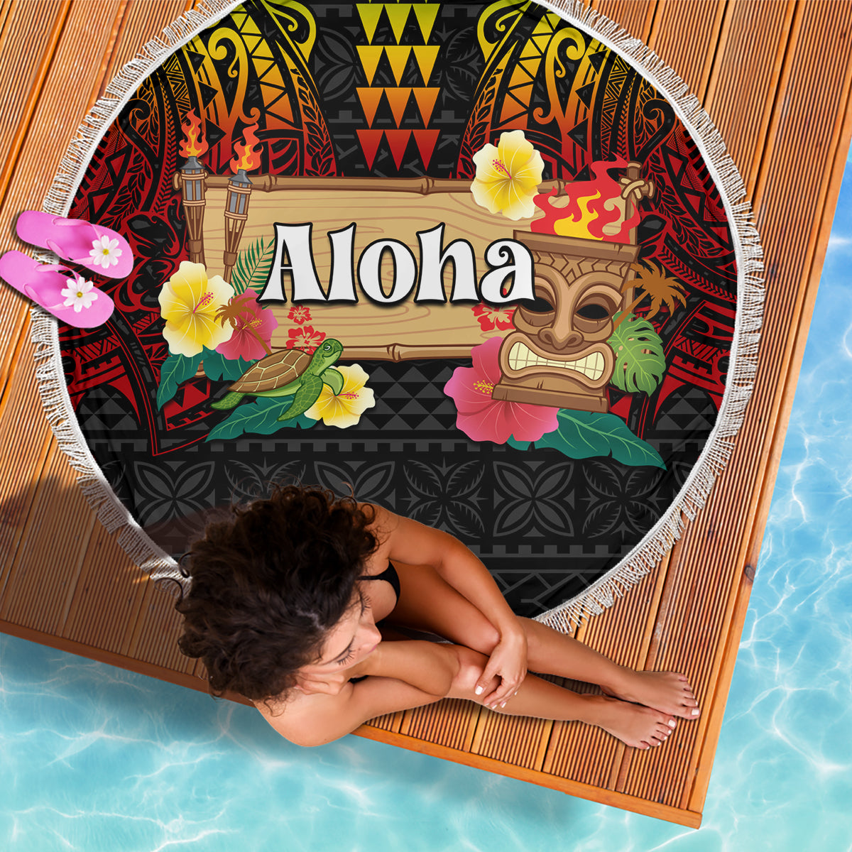 Niue Frauentag Stranddecke mit polynesischem Muster LT05