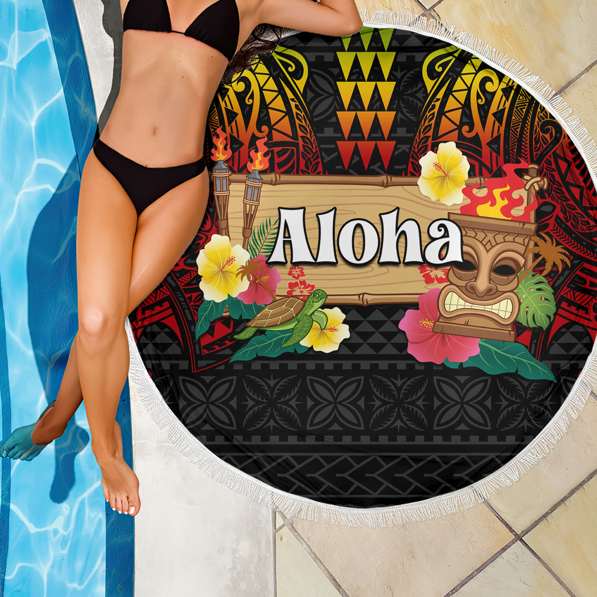 Niue Frauentag Stranddecke mit polynesischem Muster LT05