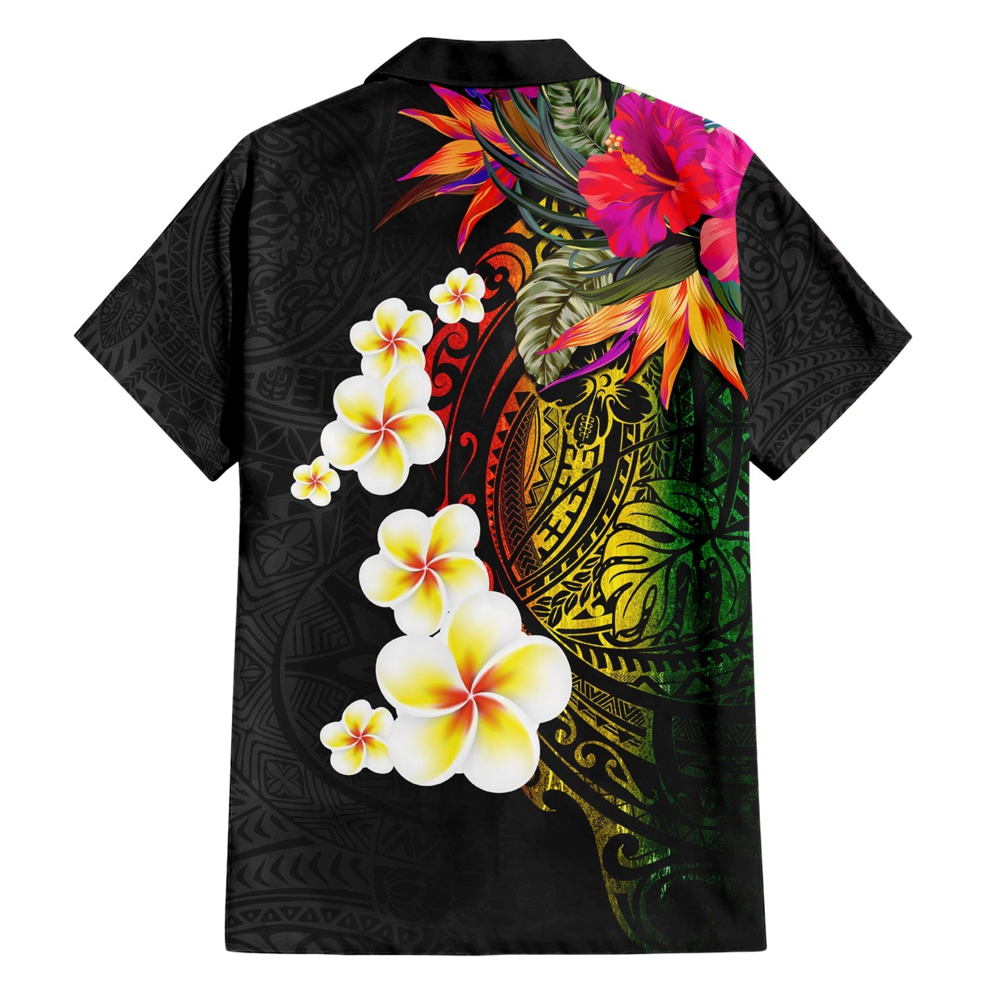 Hawaii Plumeria Hawaiihemd Polynesian Tattoo und Hibiskus LT03