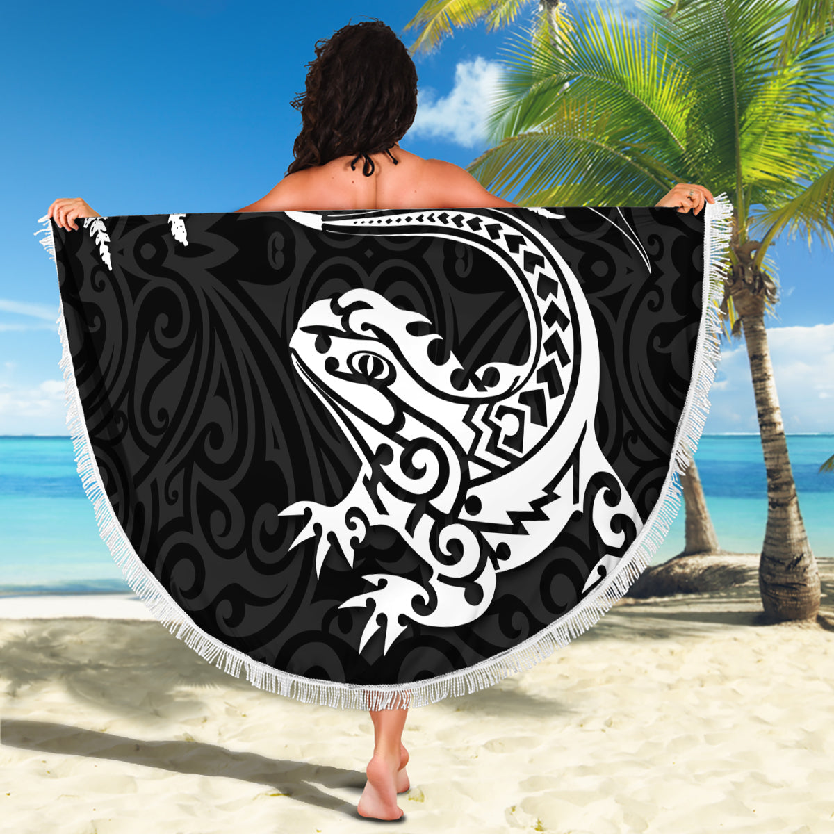 Polynesien Buckelwal Stranddecke Tropische Plumeria Türkis LT7