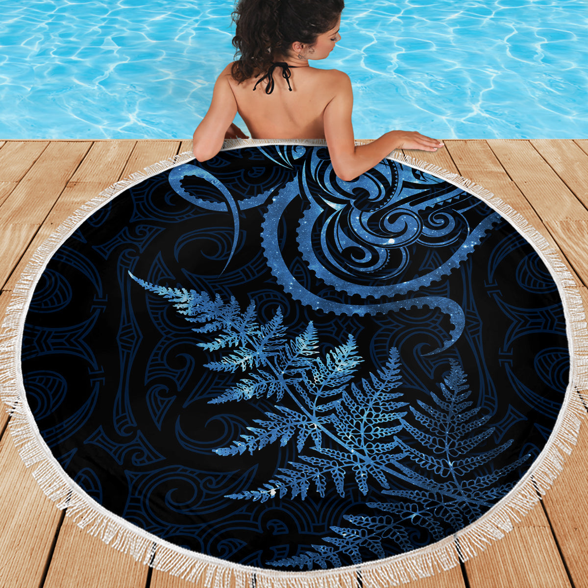 Benutzerdefinierte Neuseeland Rugby Stranddecke Maori und Silber Farn Half Style LT03