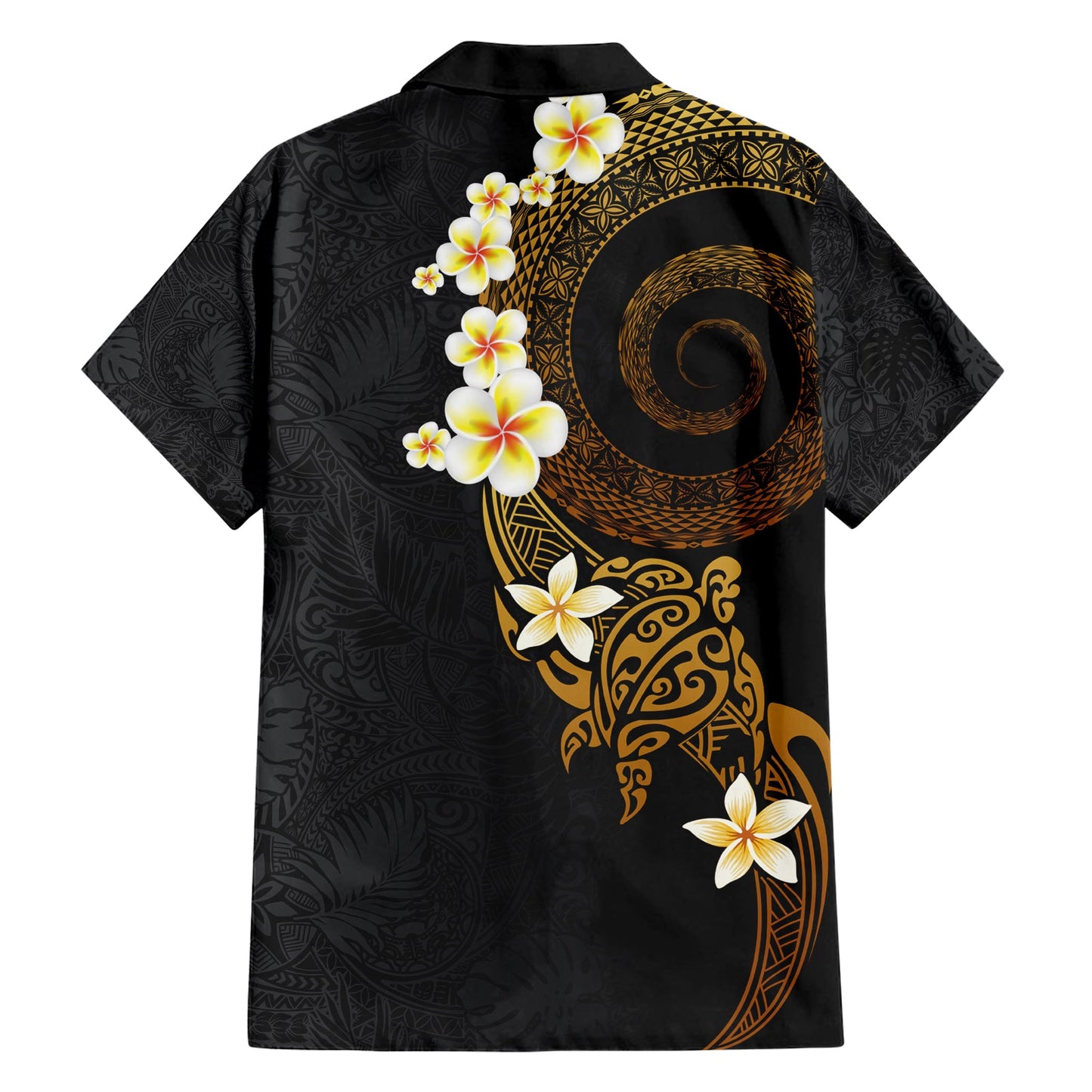 Polynesisches Spiral Tribal Tattoo Hawaiihemd Goldene Farbe LT03