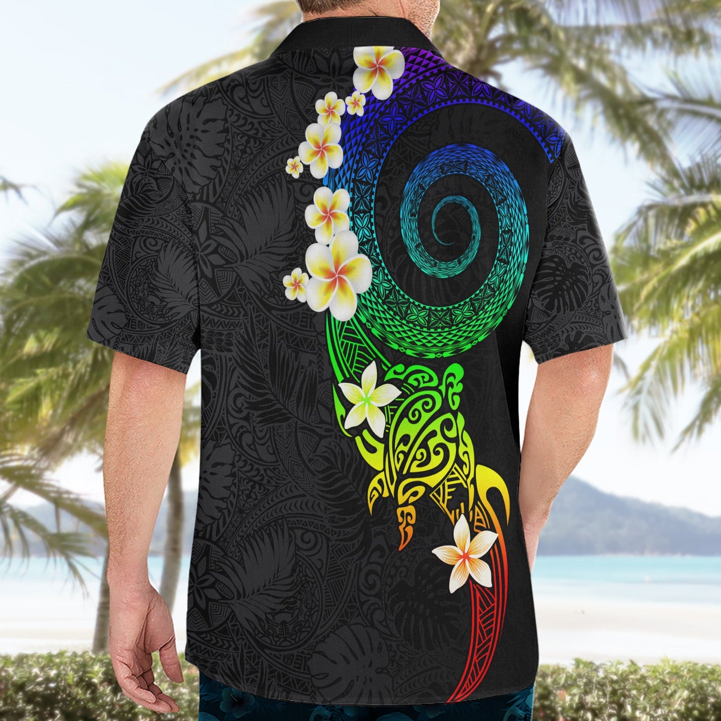 Polynesisches Spiral Tribal Tattoo Hawaiihemd Fantasievolle Farbe LT03