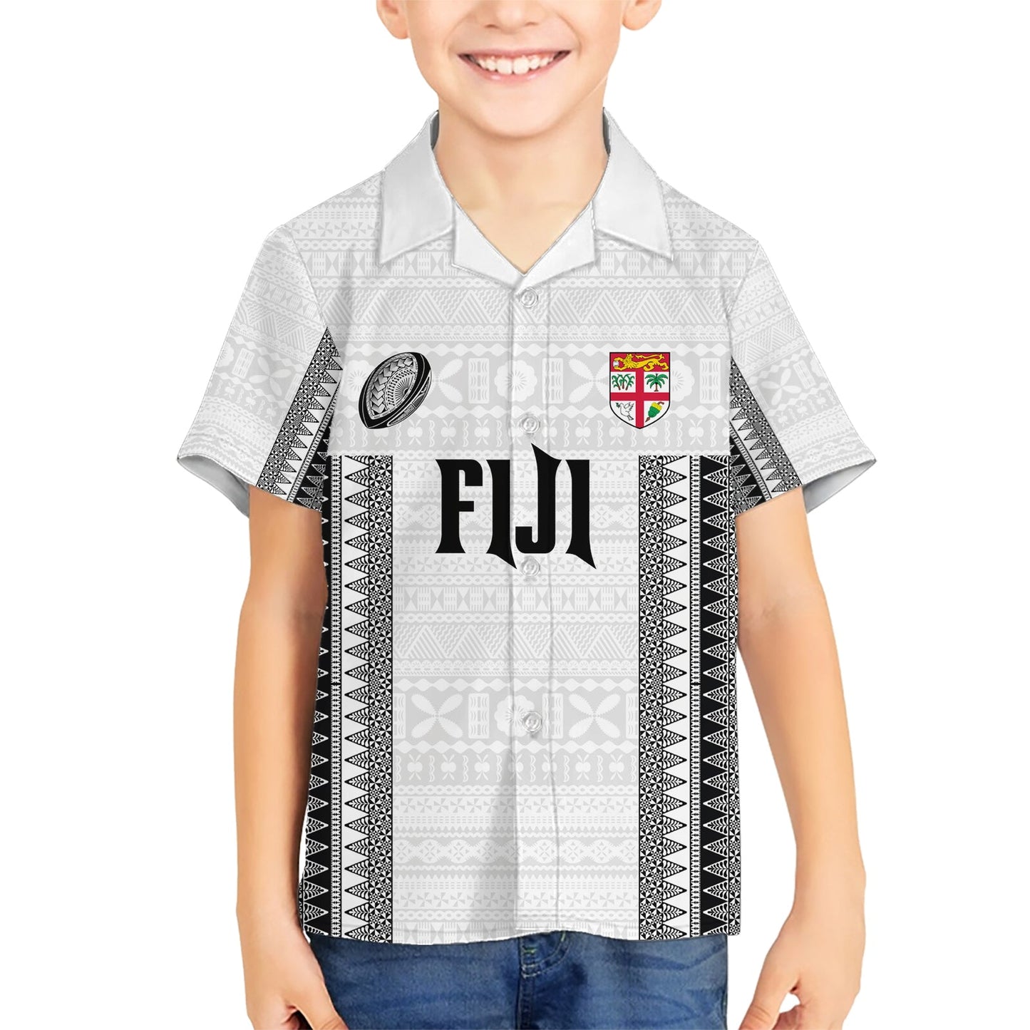 Fiji Rugby Warriors Hawaiihemd Masi Tribal Muster Go Champion 2024 LT03