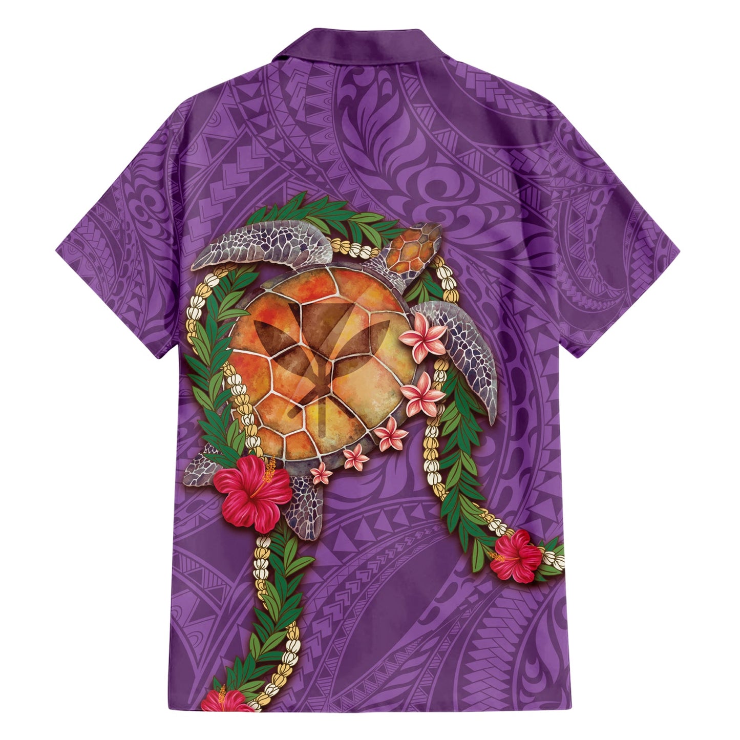 Hawaii Pikake und Maile Lei Hawaiihemd Honu Polynesianisches Muster Rosa Farbe LT03